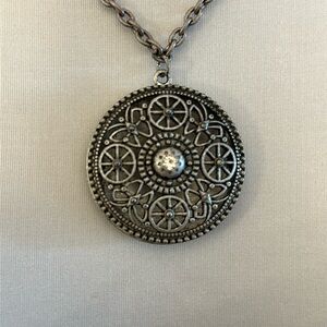 Vintage Silver Pendant Necklace Double Sided and adjustable